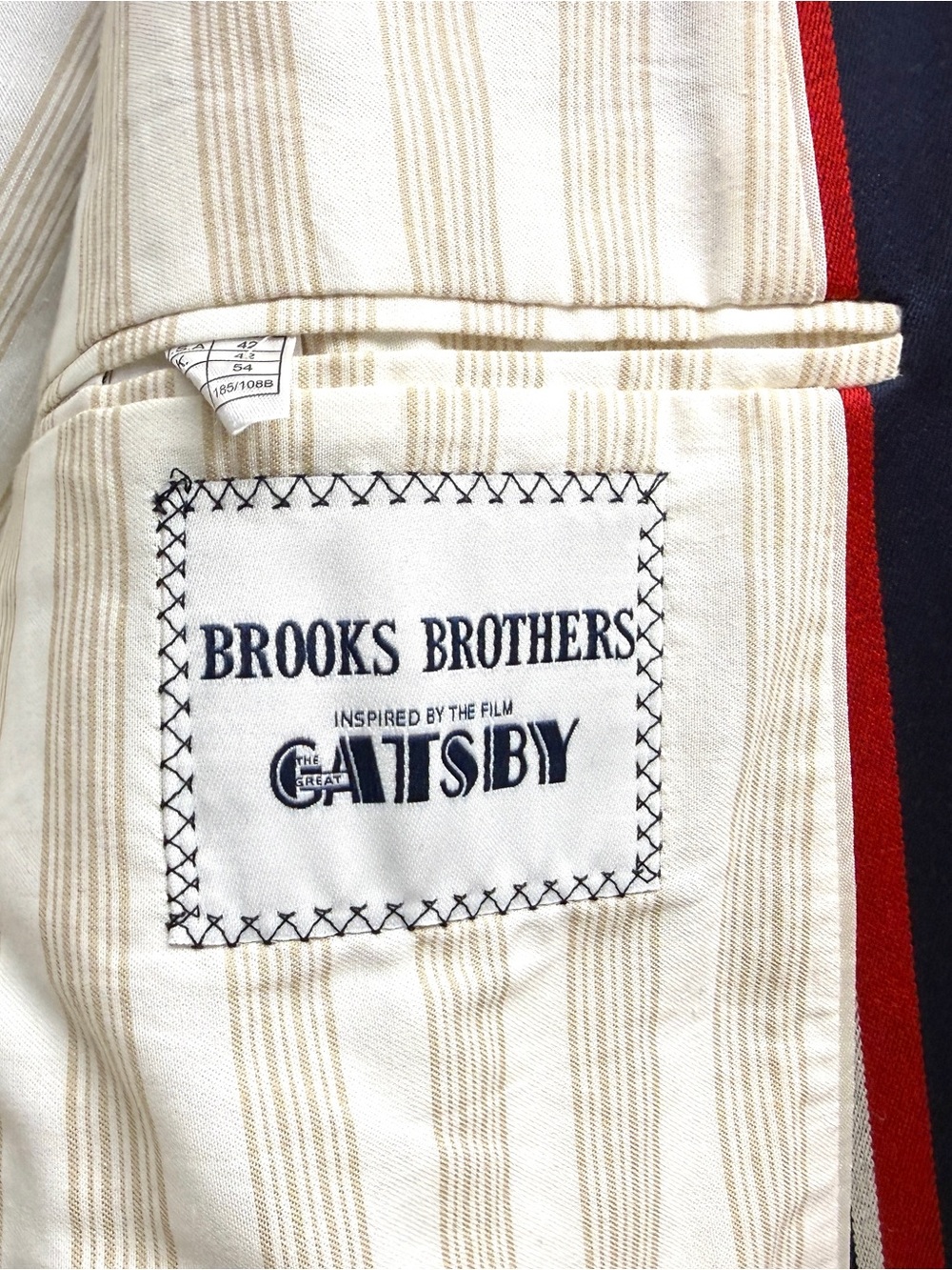 Brooks Brothers Gatsby Navy Blazer with Red & White Stripes - Picture 10 of 12